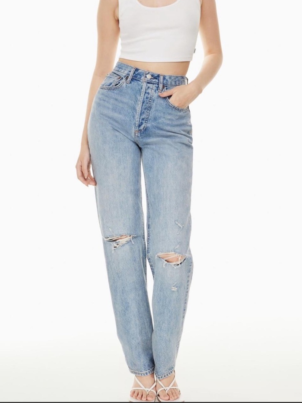 Denim Forum The BF High Rise Loose Fit Distressed Jeans